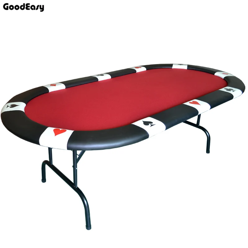 213*107*76cm Oval Casino Foldable Poker Table Texas Hold'em Baccarat Three Fold with Waterproof Fabric Table Top + Tablel Feet