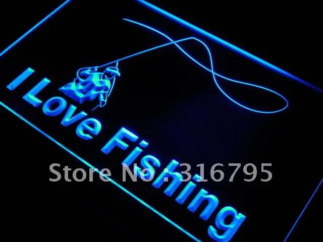 i740 I Love Fishing Fish Sport Bar LED Neon Light Light Signs On/Off Switch 20+ Colors 5 Sizes