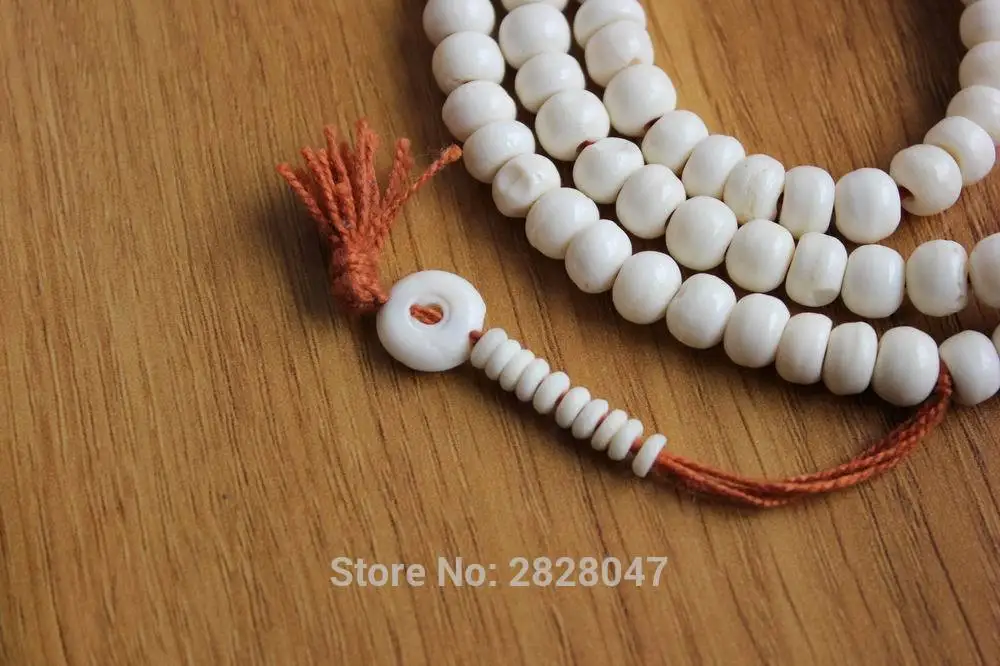 ML170 Tibetan white Yak bone Rosary 108 Mala Handmade Tibetan 8mm Bone Beads Buddhist Prayer Mala Prayer Necklace