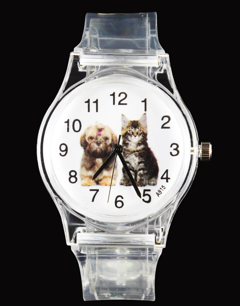 Pug / Beagle / Saint Bernard / Papillon / Golden Retriever Terrier Bull Dog / Cat Pet Cartoon Children Kids Wrist Quartz Watch