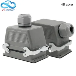 HDC-HE-048 Rectangular heavy duty connector 48 pins aviation plug interface top line and side line 16A 500V double set screw