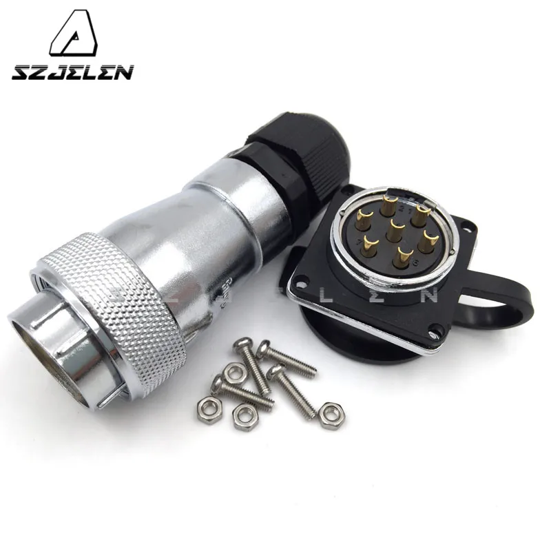 SZJELEN WF28 Series 7 Pin Aviation Plug Socket Connector, Outdoor Waterproof Connector, Panel Mounting