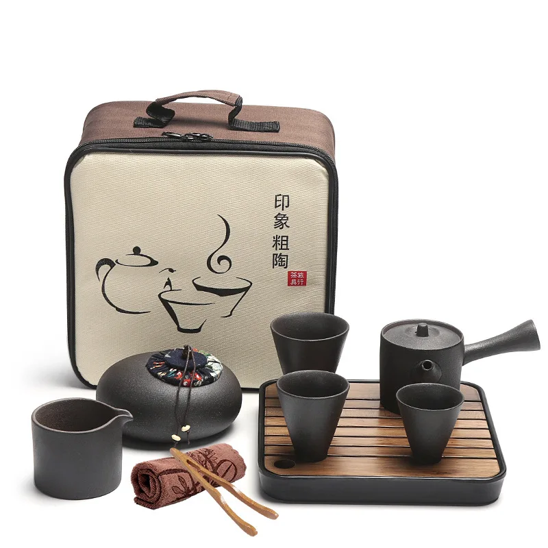 

Portable Kungfu Tea Set Travel Outdoor Office Simple Use Chinese Porcelain Tea Cups Tea Trays Chinese Tea Sets Gifts Box
