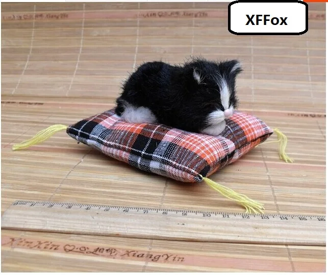 

mini real life black cat model plastic&furs cute sleeping cat doll gift about 10cm xf1185