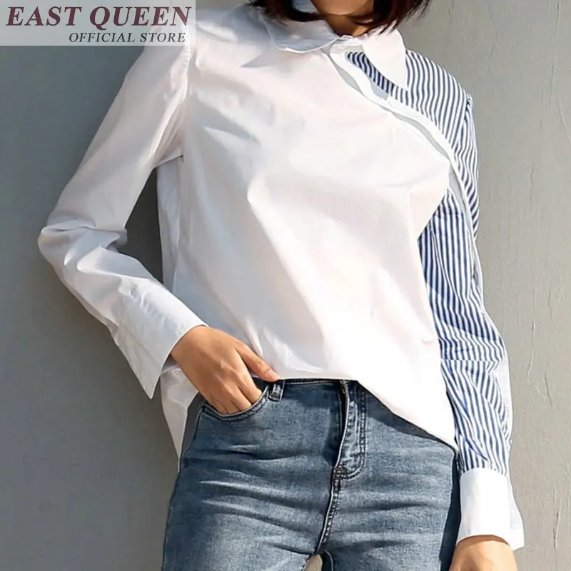 Frauen blusen hemd volle hülse striped feminine shirts verstärktes drehen unten kragen art und büro damen shirt tops DD790 L