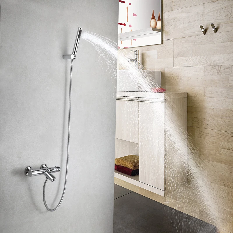 Thermostatic Shower Faucets Brass Wall Mounted Bathroom Shower Tap Thermostatic Control Valve Shower Tap