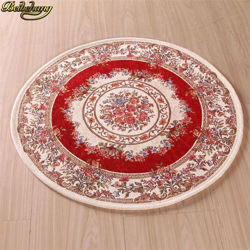 beibehang luxury Living room carpet jacquard coffee table mat round European floor mat sofa anti-slip mat Home Decoration