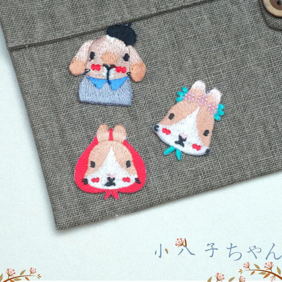 1 PC High Quality Iron on Patches for Kids Clothing Vintage Rabbit Embroidery Appliques Sew on Cloth Stickers Badges for Clothes