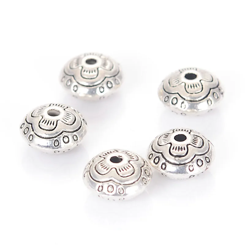 Miasol 20 Pcs Retro Vintage Stripe Round Plating Metal / Acrylic Antique Design Spacers Disc Beads For Diy Jewelry Making