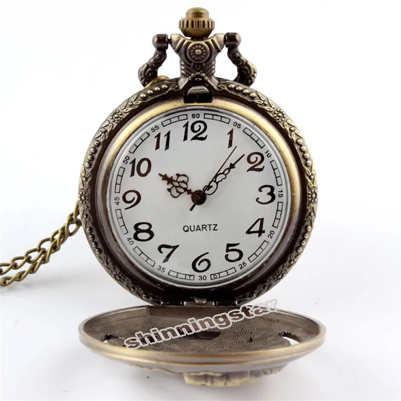 Bronze Tone Fullmetal Alchemist Mechanical Pocket Watch Mens Cosplay Edward Elric Clock Fob Necklace Chain Quartz Pocket Watch