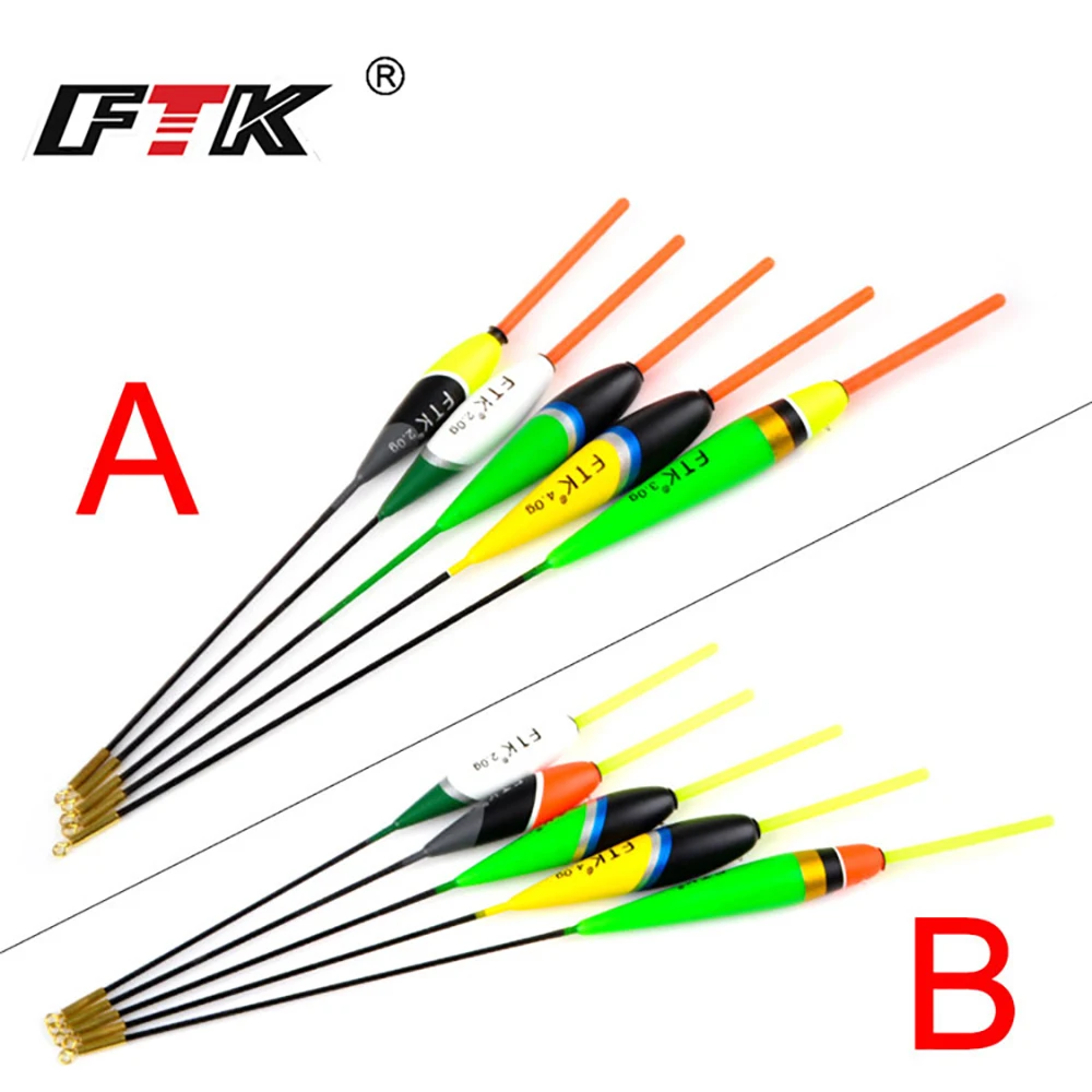 FTK 5pcs 2g 3g 4g Barguzinsky Fir Float Length 17.5cm-22.5cm Fishing Float Vertical Buoy Float Fishing Tackle For Carp Fishing
