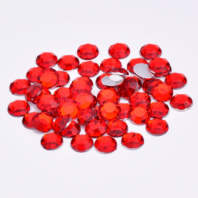 JUNAO 10mm Topaz Round Crystal Rhinestone Flatback Clear AB Strass Beads Glue On Crystals Stones Acrylic Gems for Clothes