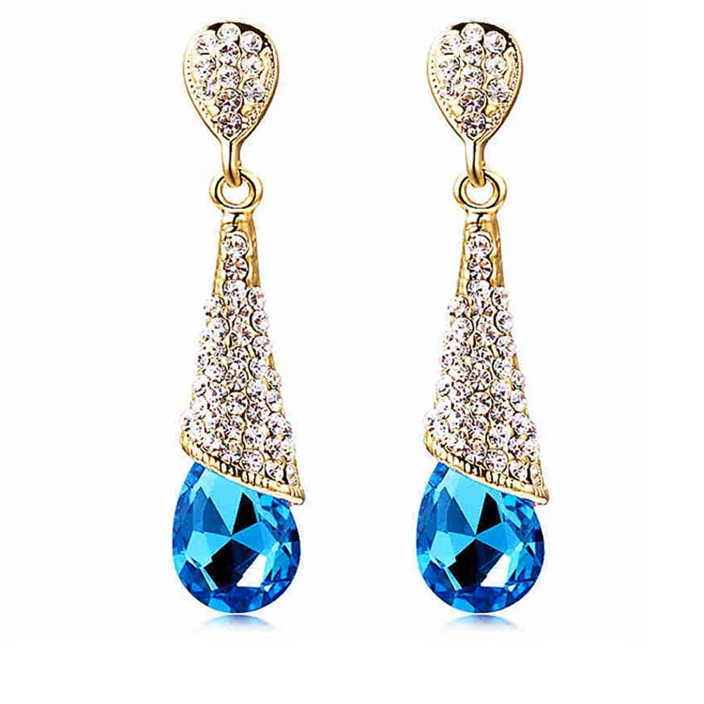 JIOFREE Fashion Rhinestone Crystal Long Clip on Earrings Non Pierced for Women Party Wedding Luxury Fashion No Hole Earrings