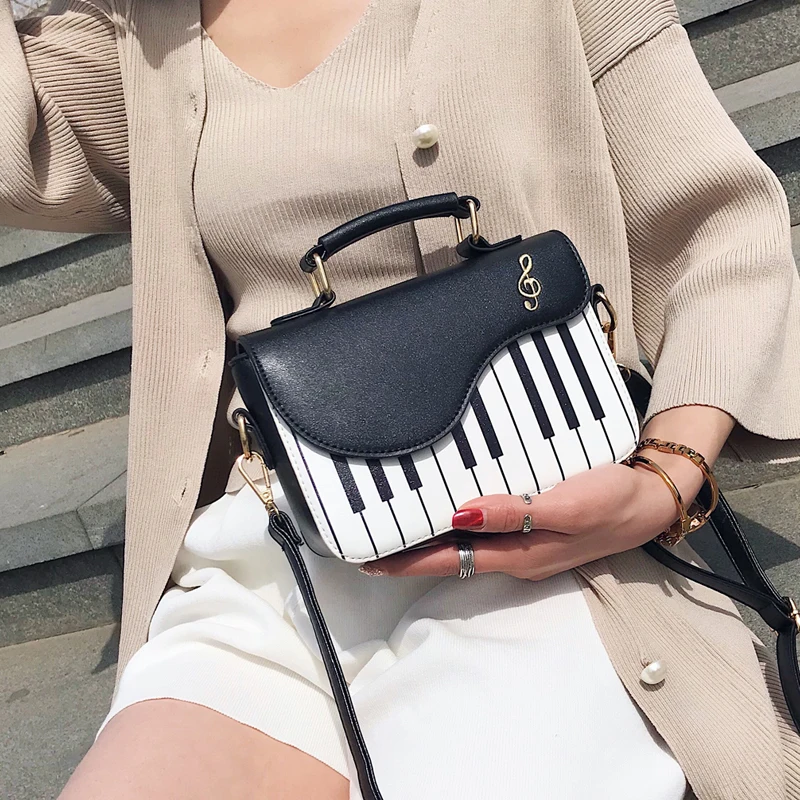 Cute Piano Pattern Shoulder Bag Fashion Pu Leather Casual Ladies Handbag Crossbody Messenger Bag Pouch Totes Women\'s Flap