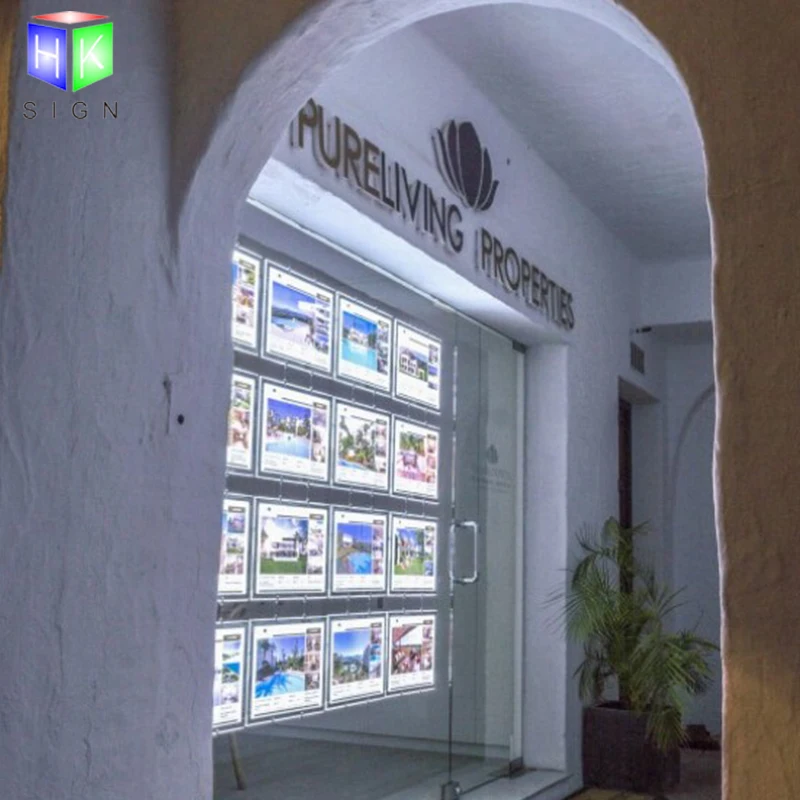 

A3 landscape led sign holder for real estate window hanging advertising display (4pcs a line)