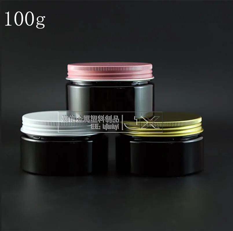 100g/ml Top Grade Black Plastic Bottle Jar NEw Originales Refillable Cosmetic Cream jars Bath Salt Pill Packaging Containers