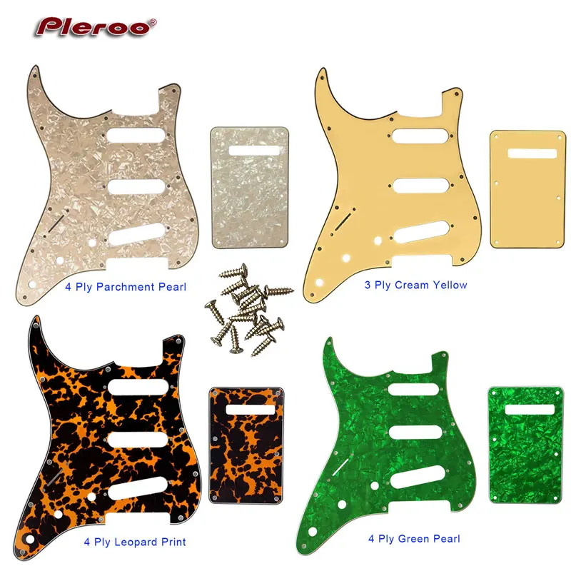 Pleroo Guitar Parts -For US Fd Left Handed Strat 72\'11 Screw Hole Guitar Pickguard & Back Plate Scratch Plate Multicolor Choice