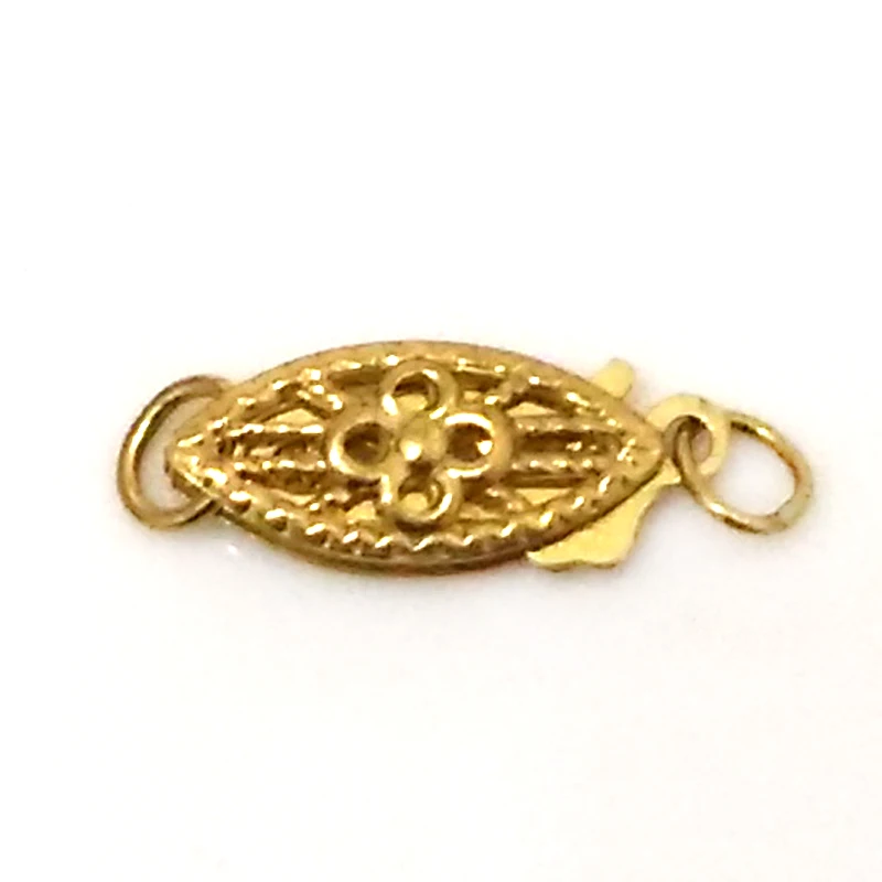 Wholesale 5x12mm Fish Shaped Filigree 14K Solid Yellow Gold Clasp