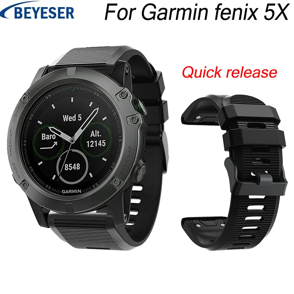 

26MM Wrist Strap for Garmin Fenix 5/5X Plus Silicone Wristband For Garmin Fenix 3/3 HR Smart Replacement Quick Release Watchband