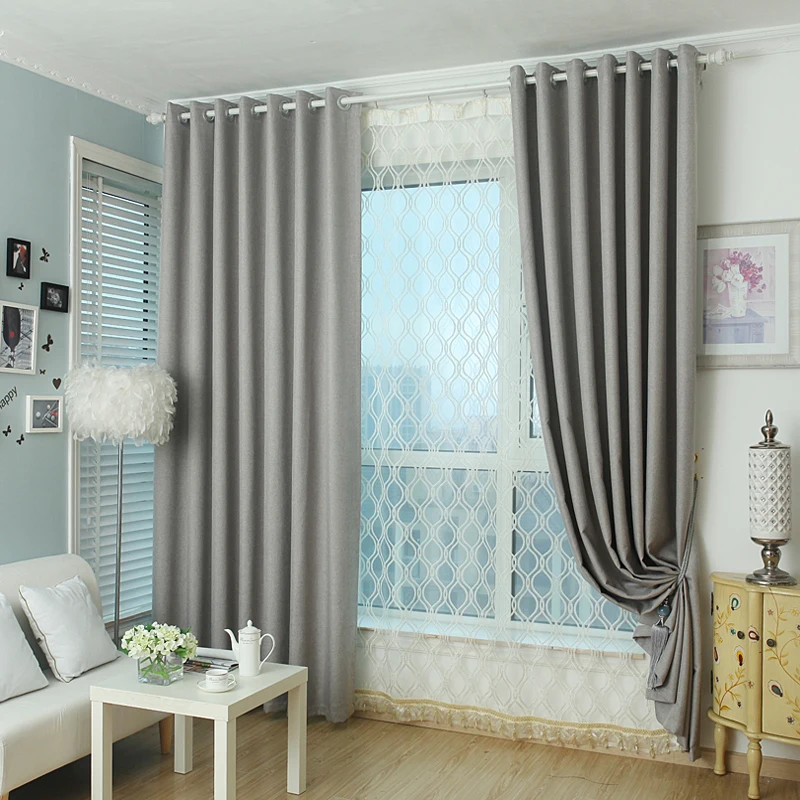 Solid Blackout Curtains for Living Room Bedroom Faux Linen Window Curtains Treatment Blinds Drapes Custom Made