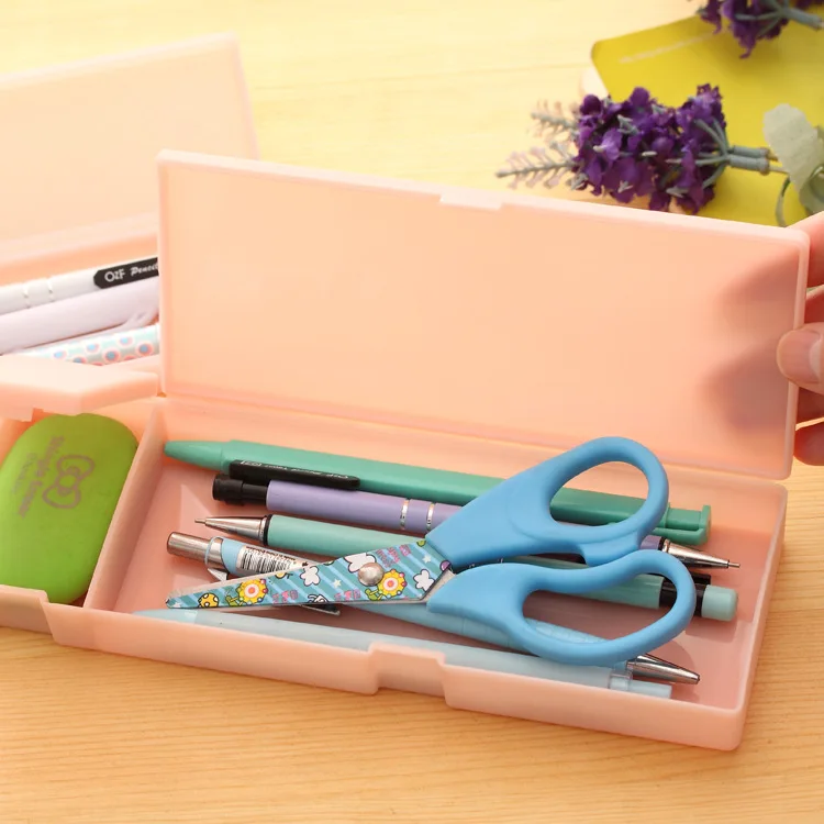 Cute Kawaii Transparent PP Plastic Pencil Case Lovely Pen Box For Kids Gift Office School Supplies stationery Materials