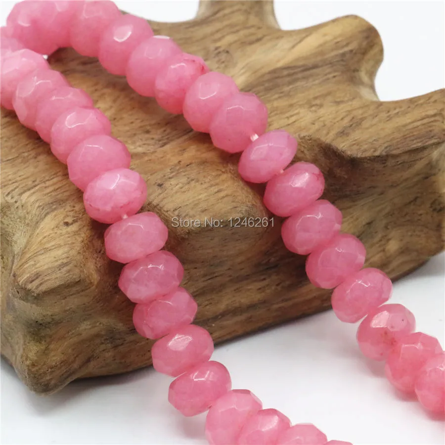 5x8mm Pink Chalcedony Accessories Crafts Loose Beads Stone DIY Jewelry Making Crystal Design 15inch Women Girls Gifts Abacus