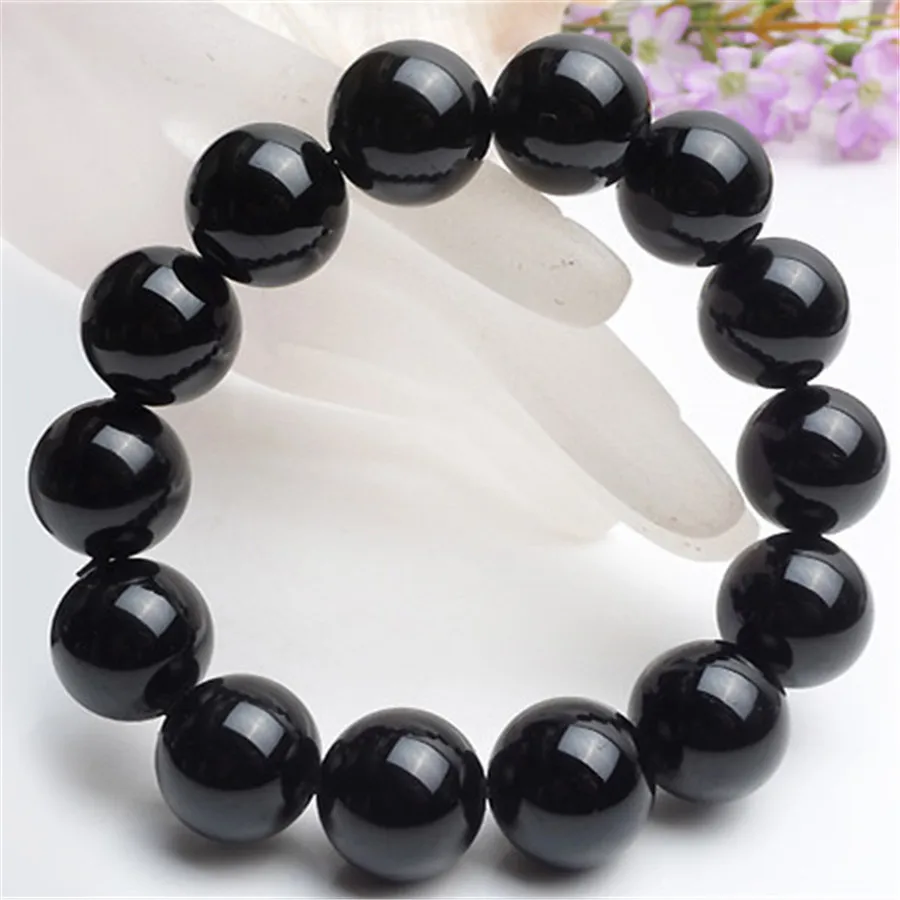 

Natural Black Tourmaline Crystal Beads Bracelet 8mm 10mm 12mm Women Men Stretch Black Tourmaline Round Bead Bracelet Stone AAAAA