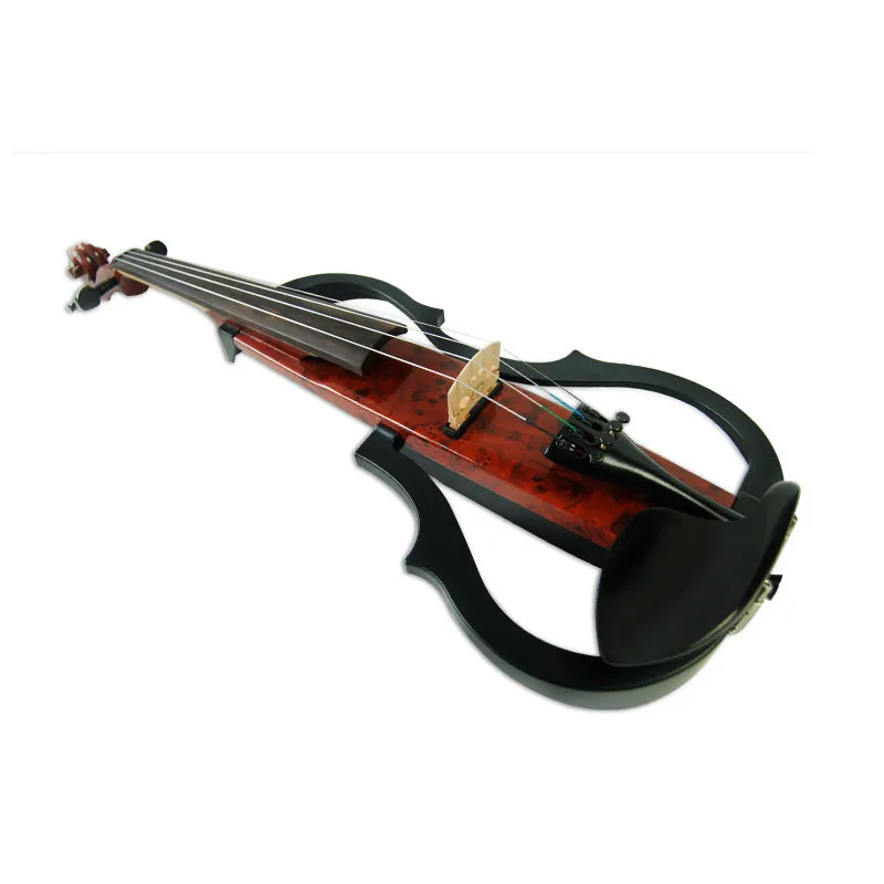 Hot selling 3-Band-EQ Electric Art Violin Full size 4/4 strings Coffee Solid Wood Silent Violino with Ebony Fittings with case