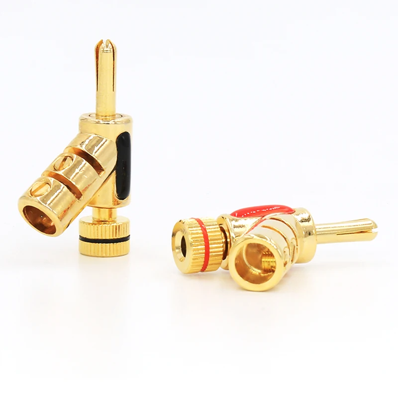 4pcs gold plated lock banana connector speaker cable plug