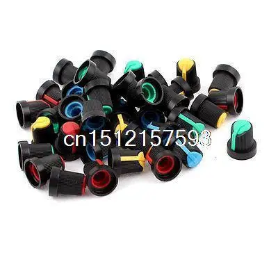 

40pcs Assorted Color Face Potentiometer Knob Cap for 6mm Knurled Shaft