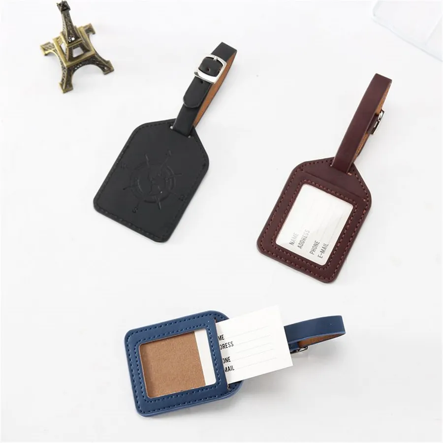 Compass Leather Suitcase Luggage Tag Label Bag Pendant Handbag Travel Accessories Name ID Address Tags