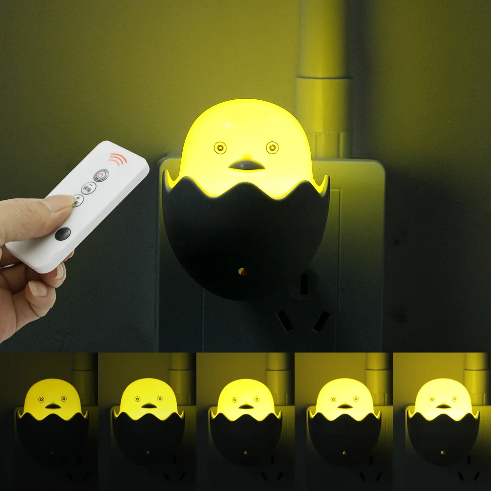ANBLUB Yellow Duck LED Night Light Control Sensor LED Wall Lamp Remote Control for Home Bedroom Baby Children Kids Gift EU Plug
