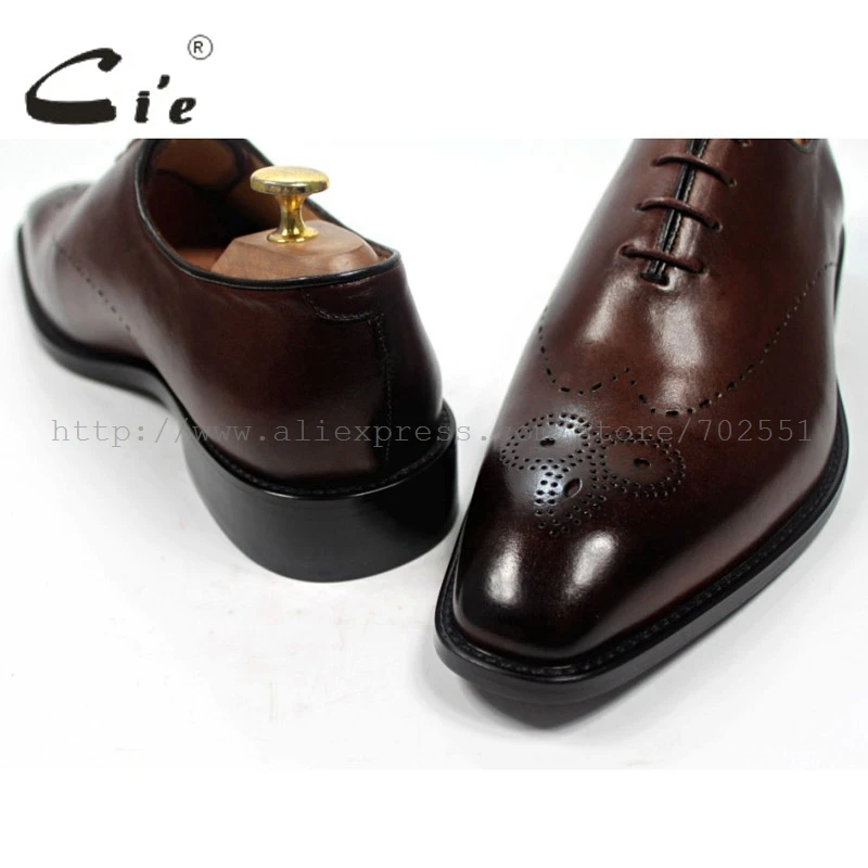 cie Square Toe Bespoke Custom Handmade Genuine Calf Leather Outsole Breathable Men\'s Oxfords Shoe Brown OX183 Mackayc/Blake raft