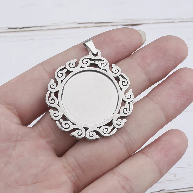 6pcs Fit 25mm Stainless Steel Cabochon Base Diy Blank Cameo Pendant Bezel Settings Diy Jewelry Necklace Trays
