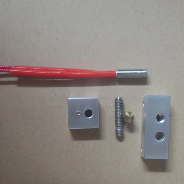 

Stepextruder Parts: Bar Mount, Cartridge Heater, Heater Core, Thermal Tube and Nozzle