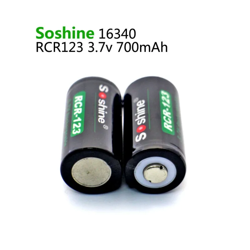 2PCS/Pack Soshine RCR123 16340 Battery 700mAh 3.7V Rechargeable Lithium Li-ion Battery With Battery Case Storage Box