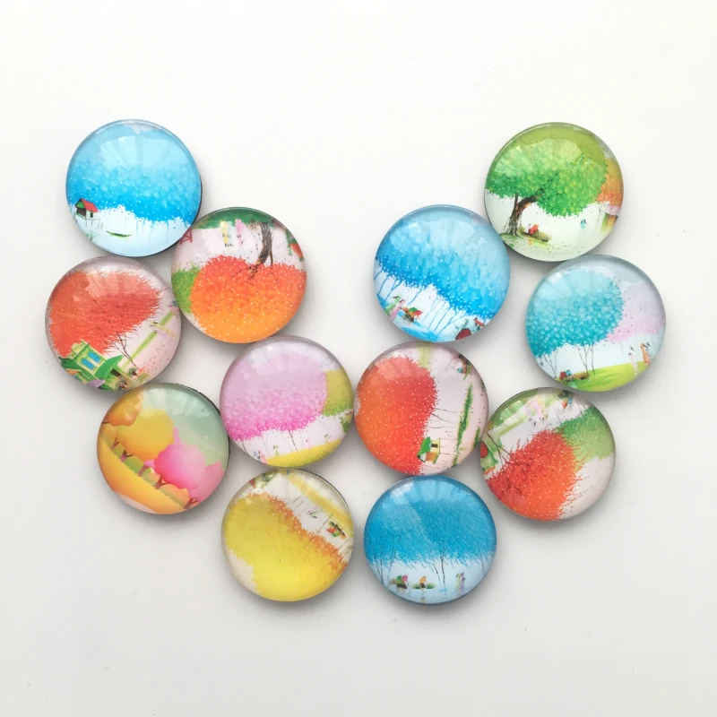 Free shipping 12pcs Colorful Life Tree Fridge Magnets Round Whiteboard Message Stickers X-Max Gift for Kids Home Decoration