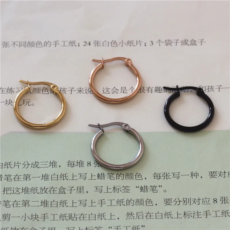 4 Colors Gold-color Plated Titanium 20mm Hoop Earrings 316 L Stainless Steel No Easy Fade Allergy Free