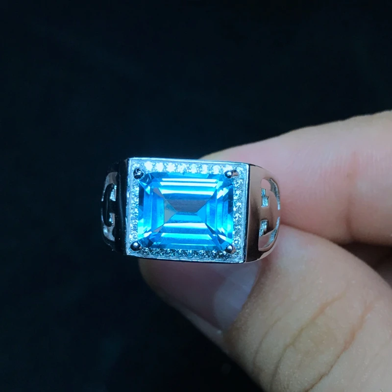 

Natural topaz men's ring, 925 silver, exquisite craftsmanship, simple style, beautiful color