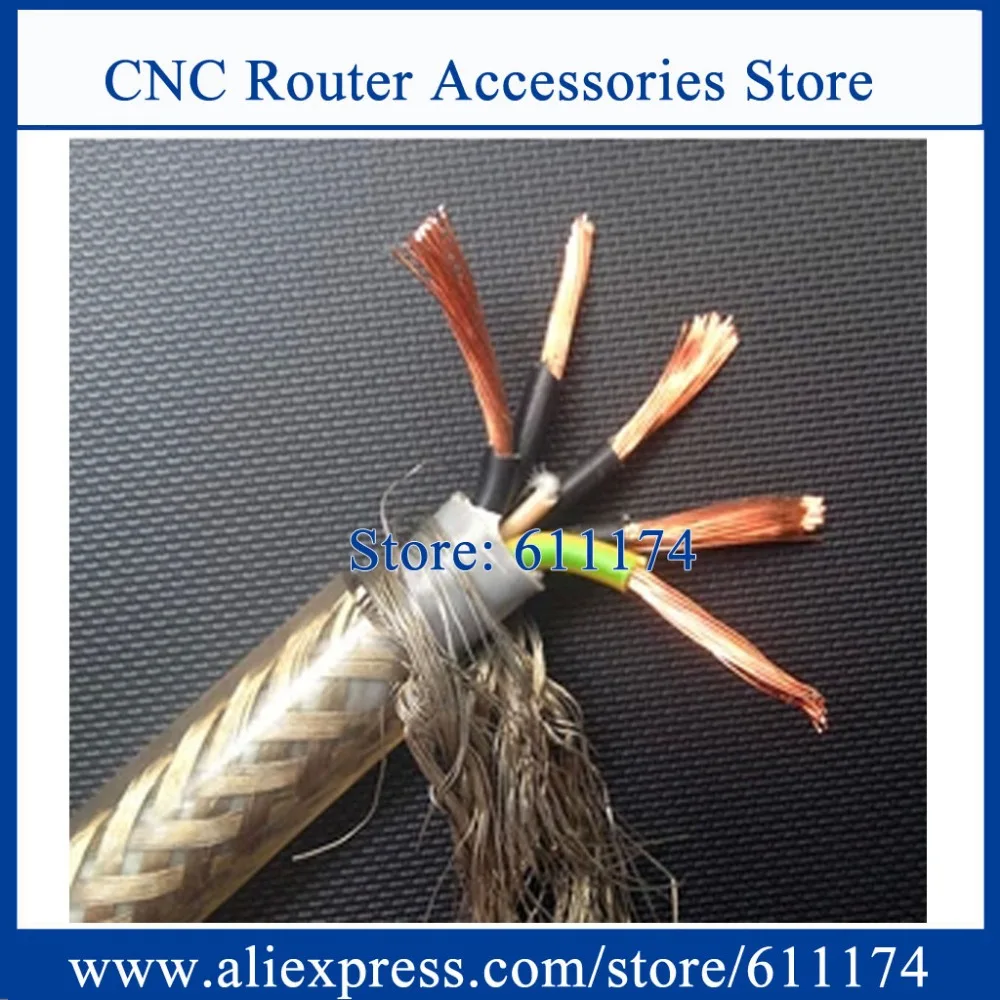 5m High quality 1.5-square meter, 5 core Shielded Cable for cnc machine, spindle, inverter and step motors
