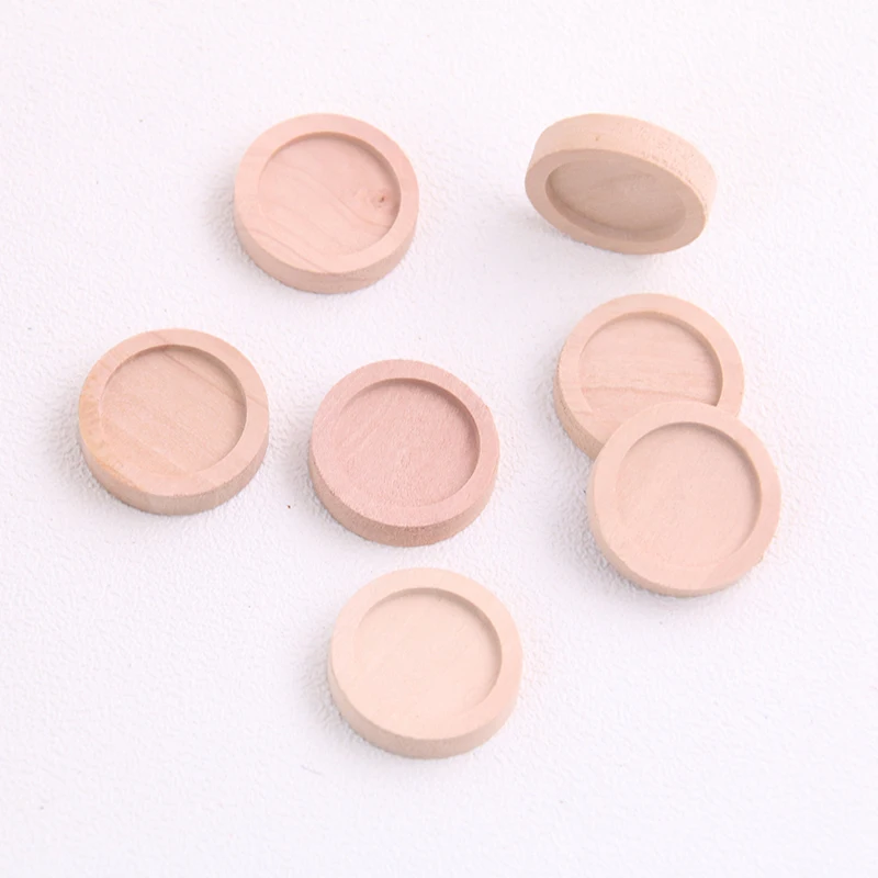 6pcs 12/15/25/30mm Inner Size Wood Color Round Wood Cabochon Base Setting Charms Pendant Necklace Findings