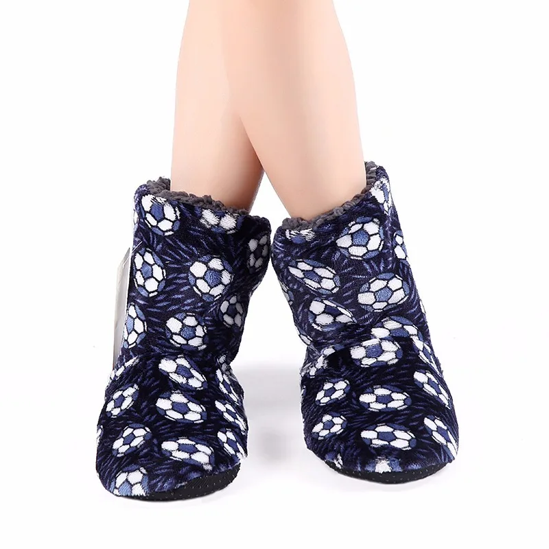Mntrerm 2022 New Large Size Winter Home Slippers Men Indoor Shoes Floor plush Slippers Warm Cotton Football pattern Flat Shoes
