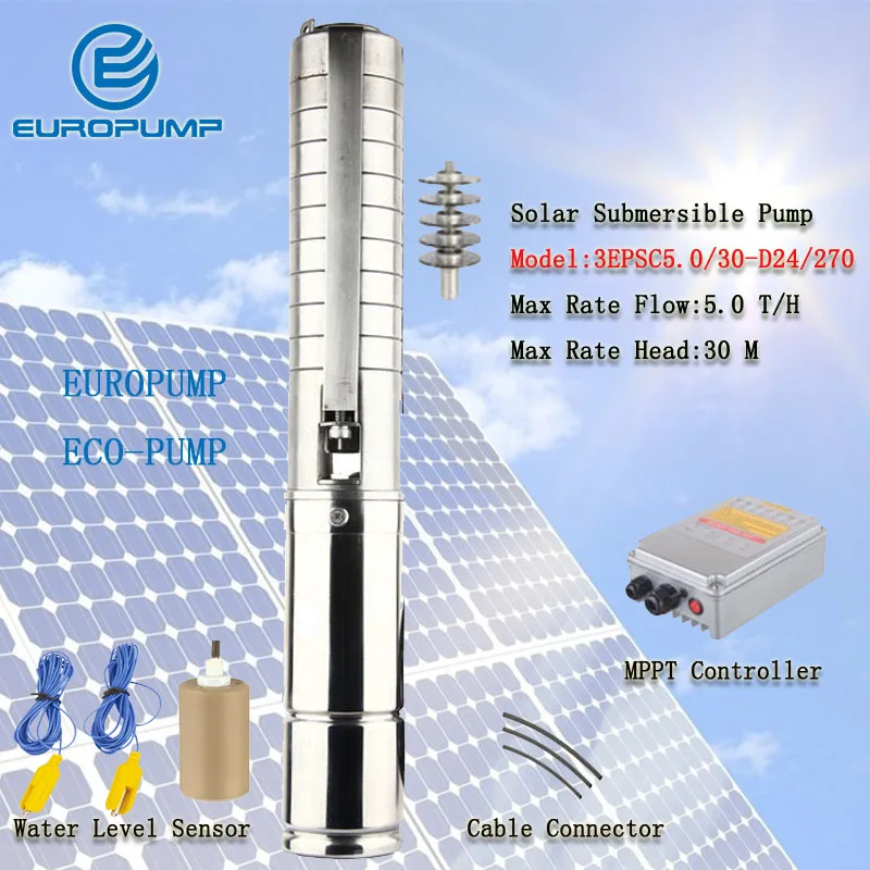 

EUROPUMP MODEL(3EPSC5.0/30-D24/270) Dc Brushless New solar pump saver / water pump saving / power saver for submersible pump