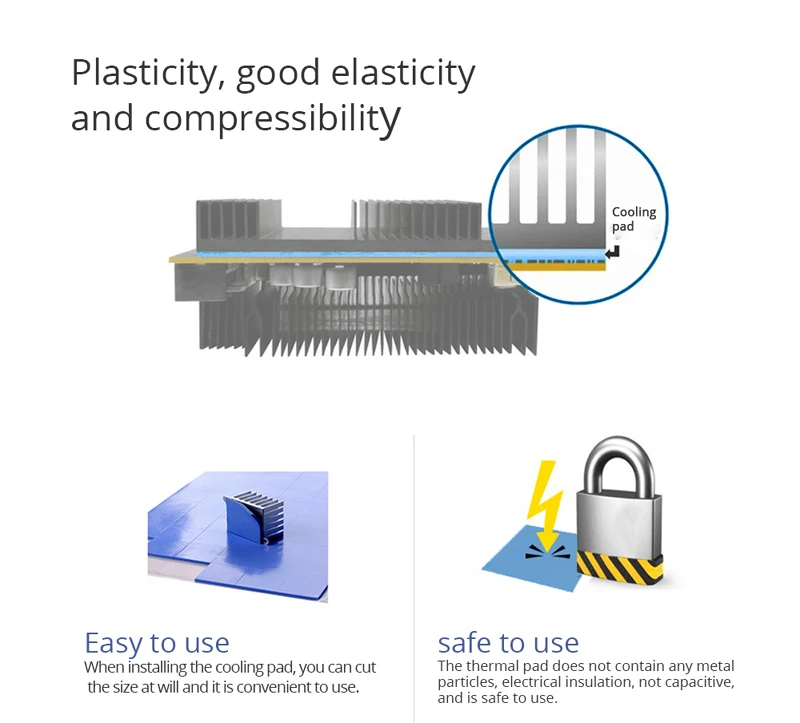 10PCS 열 패드 0.5mm * 100mm * 100mm 고품질 GPU CPU 방열판 냉각 전도성 실리콘 패드