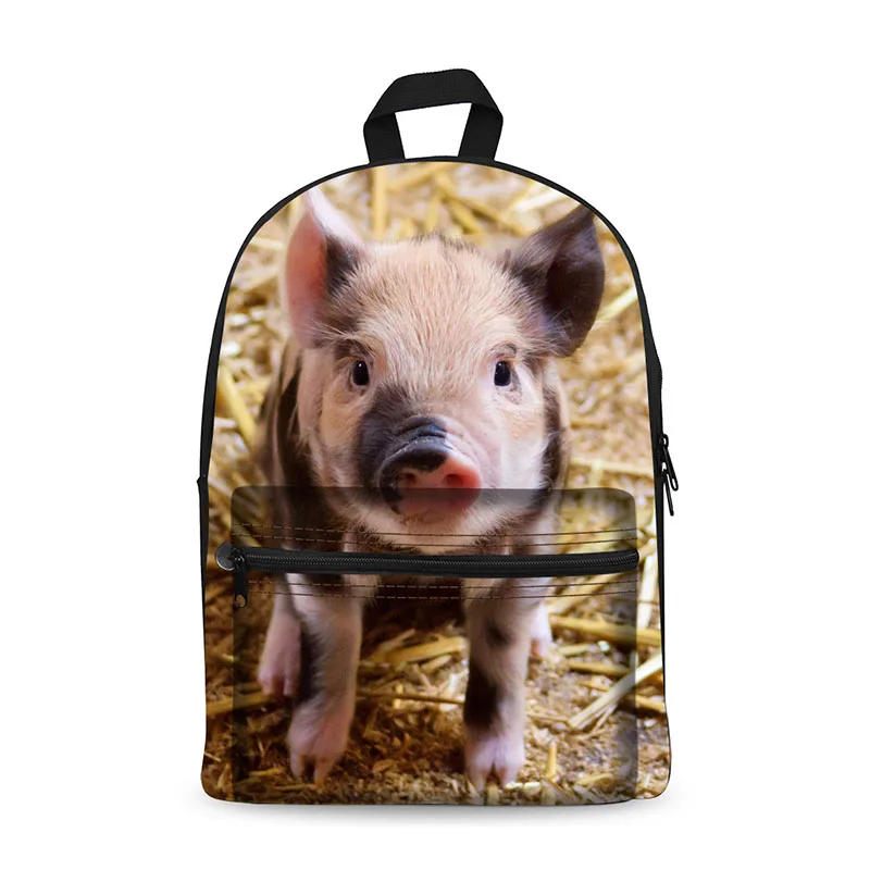 

AnyFocus Canvas Boy Girl Backpack Children's Bag Teenage Boy Middle School Children's Backpack Computer Bag Animal Rabbit pig