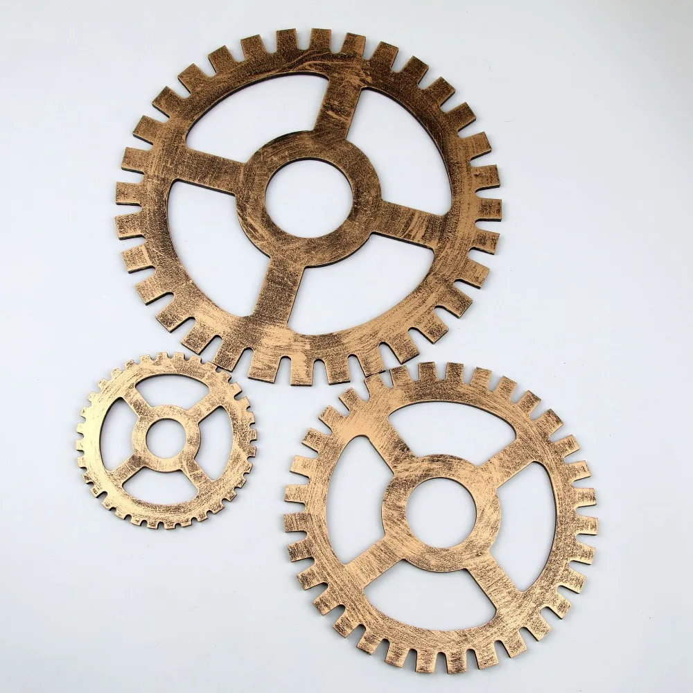 1PC 3D Creative Wooden Hanging Wall Gear Home Decor Living Room Steampunk Gears Cogs Geometric Machine Vinyl Decal JL 292