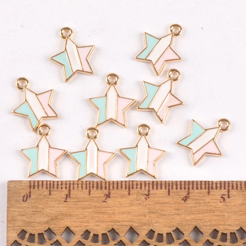 10pcs Shuangshuo Fashion Enamel star Pendant Jewelry Fashion Charms for Decoration Christma 12x14mm YKL0649