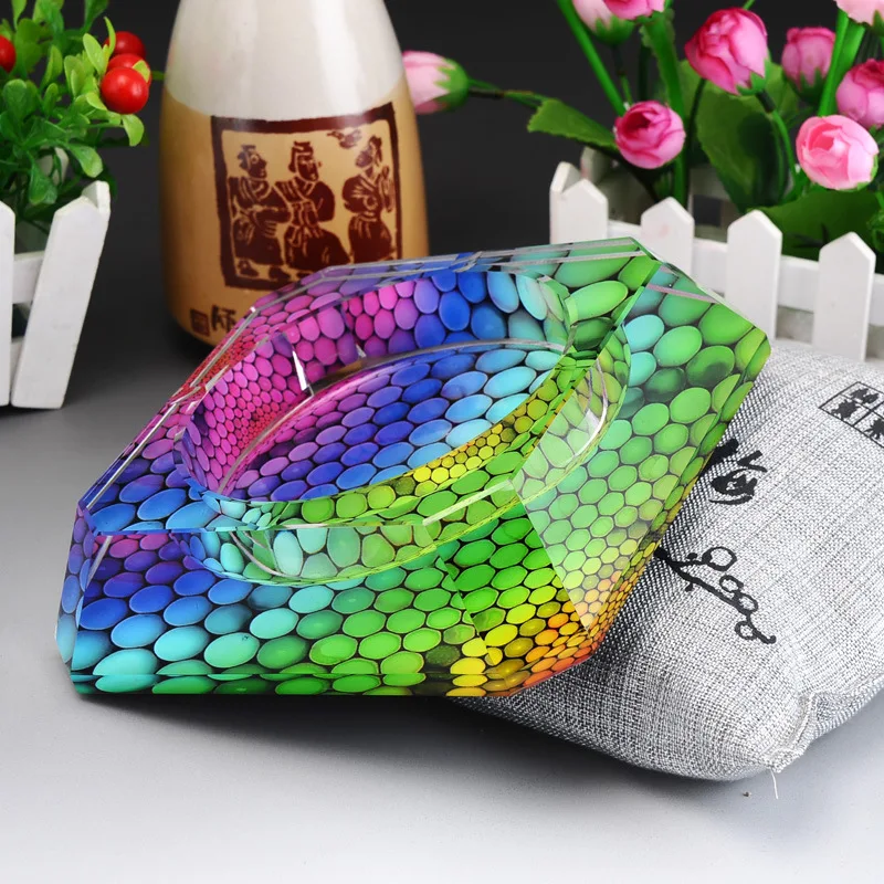 sell like hot cakes! Bevel color colorful crystal ashtray crystal wedding gift craft home furnishings