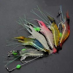 1pcs 8cm/5g 빛나는 시뮬레이션 새우 부드러운 새우 부동 모양의 착용 가짜 미끼 후크 Isca 낚시 미끼 인공 미끼