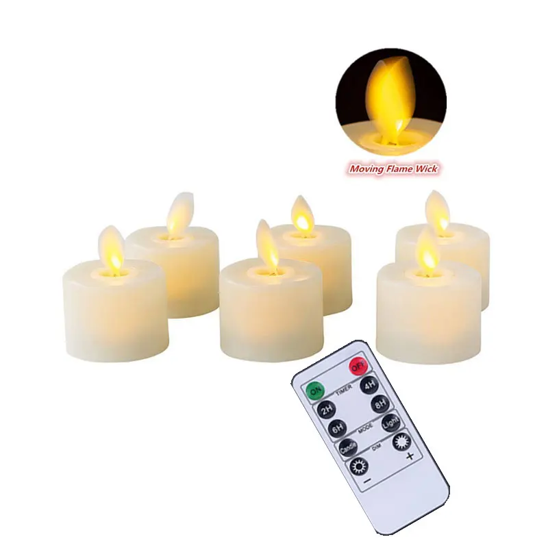 Pack of 2 Remote Battery Operated Electric Candles Flickering Moving Wick Christmas LED Tea Light Candles